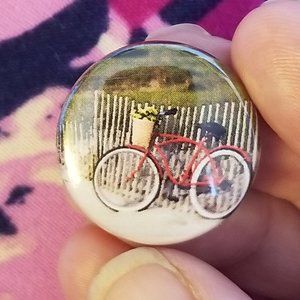 NWT Bicycle Pin White Fence Green Grass